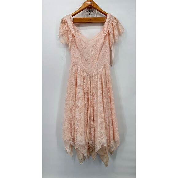 VTG 90s Pink Abstract  Vintage 80s Wedding‎ Dress Lace Coquette
Prom Gown Gothic - Picture 4 of 11